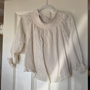 Lovestitch Cream Blouse with Textured Stripes